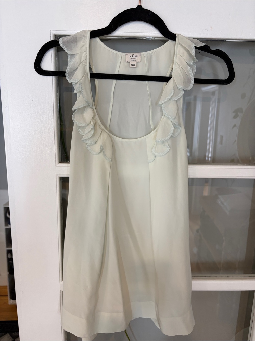 Wilfred Aritzia 100% Silk Ivory Ruffle Blouse – XS